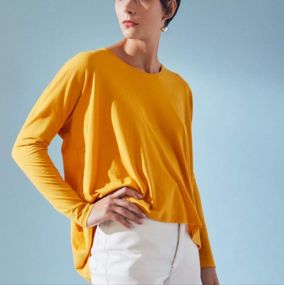 Kowtow drape top Small Mustard